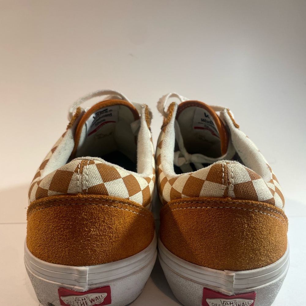 Vans Men's Checkerboard Sneakers - Orange and White - Picture 4 of 6